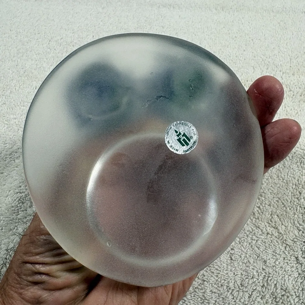 PartyLite Penguin Votive Candle Holder Frosted Glass with Blue and Green EUC